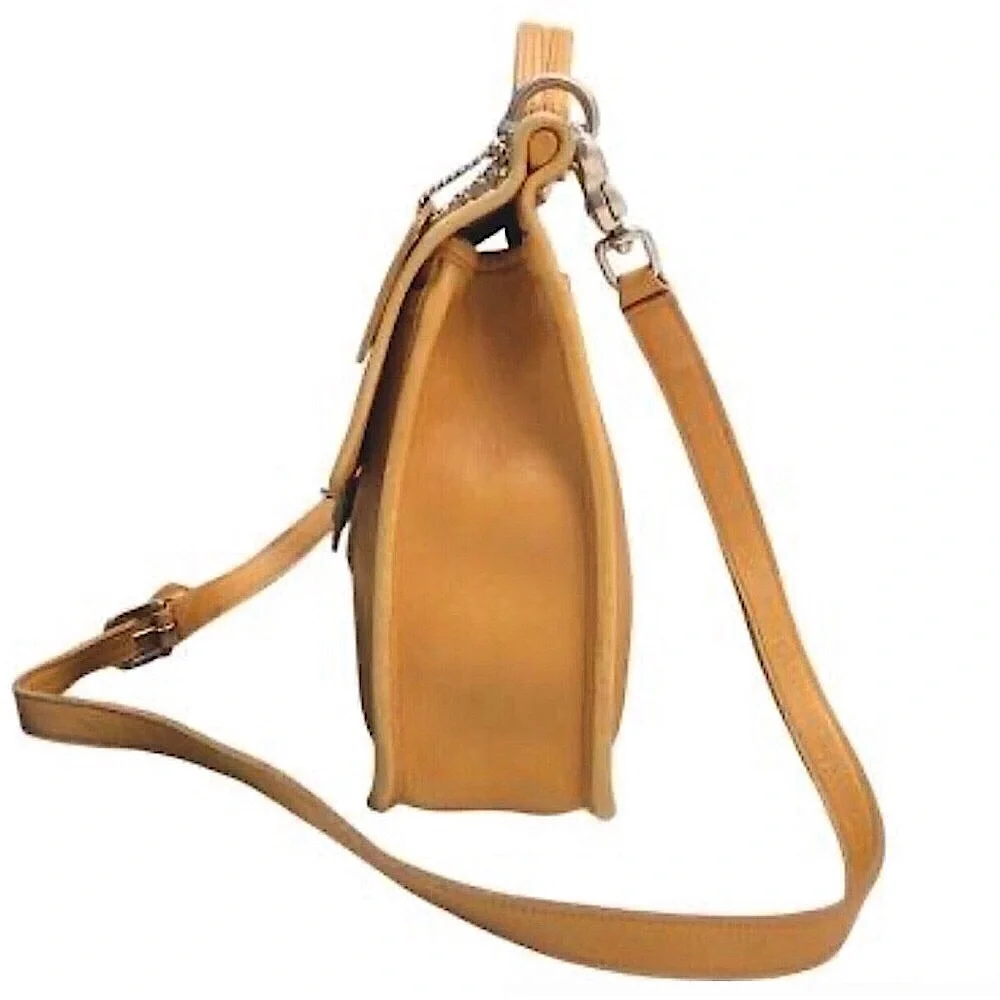 Vintage COACH WILLIS Camel Glove Tanned Leather Turn Lock Crossbody Bag 9927 USA - Picture 3 of 15